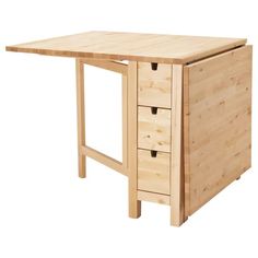 a wooden desk with three drawers on the bottom and one drawer at the top that is open