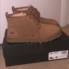 Tan Ugg Booties, Never Worn. Size: Men’s 6 (I Am A Women’s 7, And They Fit Me Perfect). Ships In Original Box. Price Is Firm As They Are Still Brand New. Casual Ankle Boot Sneakers With Laces, Classic Low-top Winter Boots, Casual Low-top Boots With Suede Lining, Ugg Booties, Shoes Ugg, Womens Uggs, Timberland Boots, Ugg Shoes, Rain Boots