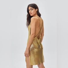 Nasty Gal Chainmail Cowl Neck Relaxed Mini Dress In Gold New With Tags Large Know Your Size In Nasty Gal The Brand Runs Super Small Dress Is Brand New Price Is Firm, Not Negotiable B2 Summer Chainmail Dress, Sleeveless Chainmail Dresses For Night Out, Sleeveless Chainmail Party Dress, Summer Party Chainmail Dress, Sleeveless Chainmail Dress For Party, Sequined Slip Dress For Night Out, Gold Dresses With Chain Strap For Evening, Chic Gold Mini Sequin Dress, Gold Evening Dress With Chain Strap