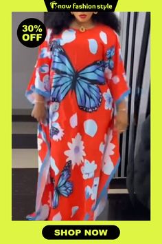 Casual Butterfly Print Patchwork O Neck Long Dress Plus Size Dresses Patchwork Dress For Spring Vacation, Spring Vacation Dress With Patchwork, Summer Maxi Dress With Splicing Detail, Summer Maxi Dress With Splicing, Long Patchwork Dress For Spring, Red Patchwork Beach Dress, Long Patchwork Party Dress, Casual Spliced Dress For Spring, Spring Long Patchwork Dress