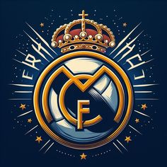 the real madrid logo with a crown on it's head and stars around it