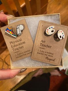 Celebrate your teachers in the arts with these custom earrings on a special note card! Choose for your art teacher, physical education teacher/gym and music teacher! Customizable Educational Craft Supplies For Gifts, Gifts For Music Teacher, Gym Teacher Gifts, Gym Teacher, Music Teacher Gift, Physical Education Teacher, Paint Palettes, Art Teacher Gifts, Music Teacher Gifts