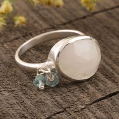 Two petite chalcedony beads dangle alongside a majestic six-carat rainbow moonstone. India's Neetu Barathi designs this fascinating cocktail ring, which is crafted from high-polish sterling silver. Sterling Silver Anklet, Silver Anklets, Ring Crafts, Thumb Rings, Ring Fit, Beaded Rings, Jewelry Packaging, Beaded Dangles, Ankle Bracelets