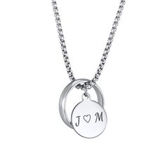 PRICES MAY VARY. [Unisex Necklace with Personalized Charm]: Discover a timeless piece that transcends gender norms. This necklace is a perfect blend of simplicity and elegance suitable for both men and women. It adds a touch of romantic flair, a ring, and a round plate pendant, symbolizing unity and eternity. Personalization Option: The pendant offers a sleek surface ideal for custom engravings – making each necklace a truly personalized treasure. Make it special by engraving names, dates, or in 12 Year Anniversary Gifts For Him, Boyfriend Name Necklace, Boyfriend Jewelry, Couple Initial Necklace, Gender Norms, Couple Ring, Unisex Necklace, Personalized Couple, Necklace For Men