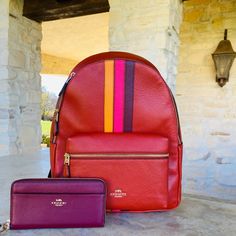 Guaranteed Authentic Red Backpack With Removable Pouch For On-the-go, Red Backpack With Removable Pouch, Red Backpack With Detachable Strap For Everyday Use, Coach Bags, Leather Backpack, Fashion Backpack, Coaching, Bag Lady, Backpacks