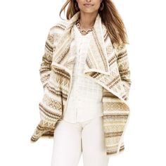 Brand New. Soft Acrylic-Polyester Knit Open Cardigan In Neutral Beige & Cream Tones. Wide Draping Lapels. Two Side Seam Pockets. Size Down If Between Sizes, Imo. Price Is Firm. Orders Ship Same/Next Day From Our Minidoodle/Sf Home Plaid Cardigan, Belted Cardigan, Cardigan Sweater Jacket, Chunky Knit Cardigan, Open Knit Cardigan, Fair Isle Sweater, Cable Knit Cardigan, Matilda Jane, Open Cardigan