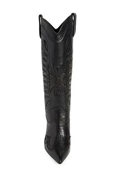 This embroidered Western-inspired boot features a daring, bold stiletto heel, pointy toe and croc-embossed panels. 3 3/4" heel 13" shaft; 14 3/4" calf circumference Pull-on style Leather upper and lining/synthetic sole Imported Western Boots Women, Western Boot, Jeffrey Campbell, Western Boots, Stiletto Heel, Stiletto Heels, Leather Upper, Nordstrom, Boots