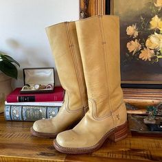 Campus Boots Outfit, Frye Campus Boots Outfit, Tan Tall Boots, Frye Boots Outfit, Frye Campus Boots, Campus Boots, Slouch Boots, Tan Boots