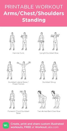 the printable workout arms / chest / shoulders standing