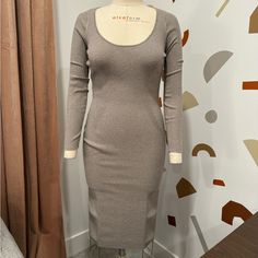 H&M Sweater Dress. New With Tags. Color Is Gray-Ish Brown. Hits Below The Knee. Fitted Taupe Midi Dress For Spring, Taupe Fitted Midi Dress, Fitted Taupe Midi Dress, Fitted Ribbed Bodycon Dress For Brunch, Taupe Fitted Knee-length Dress, Fitted Taupe Knee-length Dress, Fitted Knee-length Taupe Dress, Fitted Taupe Midi Length Dress, Beige Fitted Bodycon Dress For Fall