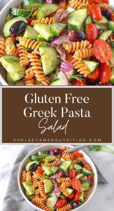 Gluten free Greek pasta salad recipe Dairy Free Lunch, Gluten Free Meal Prep, Greek Pasta Salad Recipe, The Egg Diet, Greek Pasta Salad, Gluten Free Sides