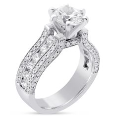 a white gold engagement ring set with diamonds