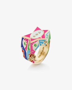 Yellow Gold Gossip Ring | Stephen Webster – stephenwebster Stephen Webster, Jewelry Techniques, Funky Jewelry, Bling Rings, Enamel Jewelry, Jewelry Inspo, Summer Jewelry, Colour Palette, Pave Diamonds