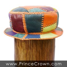 Height: MEDIUM Circumference 60 cm or 23.5 inches This colourful leather bucket hat is made from bright designer leather and popping hand cut orange leather lace. Only one of each leather hat is made. Rasta Bucket Hat Designer Top Hat LL Cool J Hat Check out our other items here: https://www.PrinceCrown.com Artisan Leather Brimmed Hats, Handmade Artisan Leather Hat, Artisan Handmade Leather Hat, Handmade Leather Brimmed Hat, Handmade Leather Hat With Flat Brim, Adjustable Multicolor High Crown Hat, Adjustable High Crown Multicolor Hat, Leather Bucket Hat, Leather Top Hat