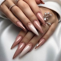 September Nails Stiletto, Stiletto Nails Autumn, Fall Nails Ideas Autumn Stilleto, Autumn Stiletto Nails, Fall Stiletto Nails, Vip Nails, Ring Finger Nails, Stylish Nails Designs