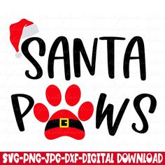 santa paws svg - dxf file for christmas