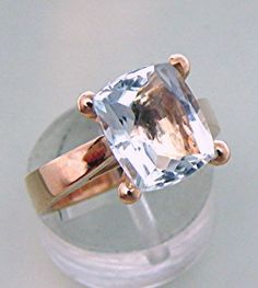 AAA Aquamarine 10x8.5mm 2.85ct set in a 14K by mastergoldcraft Classic Rose Gold Topaz Ring For Formal Occasions, Classic Rose Gold Topaz Ring For Formal Events, Classic Rose Gold Topaz Ring, Classic Radiant Cut Topaz Ring With Prong Setting, Classic Asscher Cut Topaz Ring For Formal Occasions, Classic Cushion Cut Topaz Ring With Center Stone, Classic Radiant Cut Topaz Ring Gift, Classic Cushion Cut Topaz Ring, Classic Asscher Cut Topaz Ring