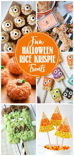 halloween rice krispy treats with text overlay