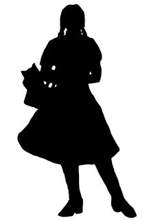 the silhouette of a woman holding a cat in her hand and looking down at it