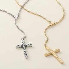 Retired James Avery Sterling Silver 925 Floral Latin Cross Necklace 30" With Two Rings To Shorten The Chain Length Like New, Worn A Handful Of Times James Avery Jewelry, Two Rings, James Avery, Chain Lengths, Chain Length, Silver 925, Womens Jewelry Necklace, Cross Necklace, Jewelry Necklaces