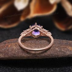 Vintage Amethyst Engagement Ring Rose Gold Dainty Purple | Etsy Elegant Amethyst Crystal Ring With Prong Setting, Elegant Amethyst Wedding Ring With Center Stone, Elegant Amethyst Crystal Ring Round Cut, Elegant Amethyst Wedding Ring, Exquisite Amethyst Ring For Wedding, Elegant Amethyst Rings For Wedding, Elegant Wedding Amethyst Ring, Exquisite Amethyst Center Stone Wedding Ring, Exquisite Diamond Amethyst Wedding Ring