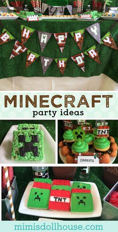 a minecraft party with cupcakes and desserts