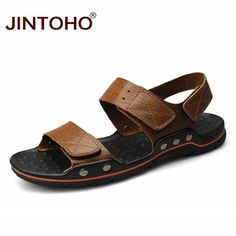 JINTOHO Big Size Men Leather Sandals Fashion Breathable Male Leather Sandal Summer Men Beach Shoes Beach Sandals Slippers Outfit Accessories From Touchy Style. | Free International Shipping. Men Leather Sandals Fashion, Summer Shoes Sandals Heels, Male Sandals, Men Leather Sandals, Casual Leather Sandals, Mens Sandals Beach, Mens Beach Shoes, Summer Leather Sandals, Disco Fashion