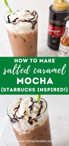 how to make salted caramel mocha starbucks inspired drink with whipped cream and chocolate