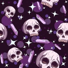 skulls and stars on a purple background