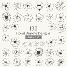 the floral bundle is shown in black and white, with flowers drawn on it's sides