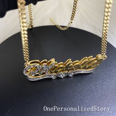 "Personalized Double Name Plate Necklace in Steling Silver with Gold Plated & First Letter and Heart Tail Bit Work Diamond Cut Plain ♥-NECKLACE LENGTH 12in-30cm kids 14in-35in kids 16in-40cm adults 18in-45cm adults 20in-50cm adults ♥-CHAIN TYPE Figaro chain(Default length), Cuban chain, Thin chain, ♥-NECKLACE COLOR Gold, Silver, Rose Gold -About shipping and delivery: ♥ All items purchased will be shipped in 7-14business days. ♥ Standard shipping time7-10 working days. (USPS) ♥ Priority ship Personalized Nameplate Necklace, Plain Necklace, Nameplate Necklace Gold, Double Name, Name Plate Necklace, Name Necklace Silver, Sterling Silver Name Necklace, Necklace Name, Photo Locket Necklace