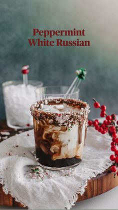 peppermint white russian ice cream in a glass