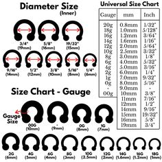 the size chart for headphones with different sizes and widths to choose from, including one