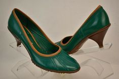 CASADEI GREEN LUMBERJACK RUBBER RAIN  KITTEN HEEL PUMPS  MADE IN ITALY  BY CASADEI 100% AUTHENTIC Color: Green  Rubber upper Light Beige Leather Trim Collar Rubber soles Leather insoles 2 1/4" kitten heel NOTE!!!!! International Buyers: Import duties, taxes and charges are NOT included in the item price or shipping cost. These charges are the buyer's responsibility. Please check with your country's customs office to determine what these additional costs may be prior to buying. Green Kitten Heels, Heels For Office, Kitten Heel Ankle Boots, Kitten Heel Pumps, Lumberjack, Heel Pumps, Kitten Heel, Light Beige, Leather Trim