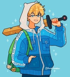 a drawing of a man with a baseball bat on his shoulder and wearing a hoodie