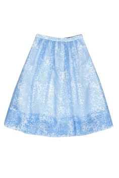 Whistles is staying true to its roots with this chic and interesting A-line skirt. The London-based contemporary brand is known for its cool and feminine prints. This skirt will pair wonderfully with a matching crop top or even a graphic tee for a modern, trendy vibe. Size S Shell: 35% Nylon, 34% Cotton, 31% Polyester Lining: 100% Cotton Concealed side seam zipper closure A-line silhouette Waist 24" Hip 36" Total length 27" Light Blue Fitted Skirt For Spring, Spring A-line Lined Skirt, Fitted Light Blue Skirt For Spring, Light Blue Fitted Spring Skirt, Spring Blue Voluminous Skirt, Fitted Blue Skirt For Spring, Light Blue Full Skirt For Summer, Spring A-line Voluminous Skirt, Light Blue Knee-length Skirt For Spring