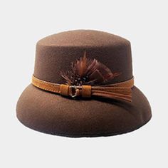 Etails Crown Circumference: 23" Crown Height : 3.5" Brim Height : 2.8" Material : 65% Cotton, 35% Polyester Elegant Brown Felt Hat For Summer, Brown Wide Brim Cloche Hat For Spring, Adjustable Elegant Brown Felt Hat, Chic Brown Cloche Hat For Spring, Chic Brown Winter Hats, Brown Brimmed Cloche Hat For Spring, Adjustable Cloche Felt Hat For Fall, Brown Adjustable Cloche Hat With Flat Brim, Spring Brown Brimmed Cloche Hat