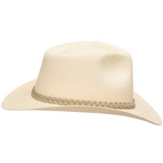 Authentic Aficionado is a safari-style fedora with a reinforced hand-blocked teardrop crown that features a wide fixed brim, padded twill sweatband, and a rustic braided rope hatband. The brim is fixed down in the front and back while containing a wire to hold its shape. This item is a genuine Panama Hat handwoven in Ecuador. Material: 100% Toquilla Straw Brim: 3" fixedCrown: 4 1/4" teardropHatband: 5/8" braided ropeClimate: Sun Handwoven in Ecuador. Hand-finished in the US. Measurements are app Western Style Fedora Panama Hat For Outdoor, Curved Brim Safari Fedora For Travel, Safari Style Fedora With Curved Brim For Travel, Travel Safari Fedora With Curved Brim, Safari Fedora With Curved Brim For Travel, Country Style Flat Brim Panama Hat For Travel, Safari-style Panama Hat With Curved Brim For Travel, Country Style Panama Hat With Flat Brim For Travel, Beige Toquilla Straw Fedora For Outdoor