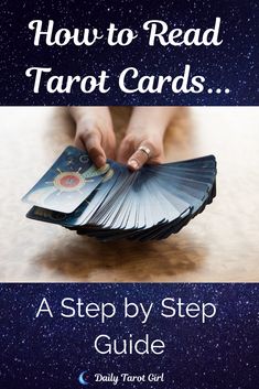 the cover of how to read tarot cards, with text overlaying it