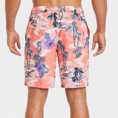 Get ready for the sunny outdoors in these Printed Board Swim Shorts from Goodfellow & Co™. These regular-fit board shorts are crafted from a soft and stretchy fabric with built-in briefs for comfortable wear in and out of water, while the UPF 50+ rated material helps keep your skin shielded from the sun's rays. Plus, they're designed with a back elastic waistband with drawstring to help you find a secure and customizable fit. Best of all, two side pockets and one back pocket come in handy for st Tropical Swim Trunks With Built-in Shorts For Beach Season, Hawaiian Bottoms With Built-in Shorts For Beach Season, Hawaiian Swimwear With Built-in Shorts For Vacation, Bermuda Swim Trunks With Built-in Shorts For Vacation, Beach Season Bermuda Beachwear Bottoms, Beachwear Bermuda Bottoms For Beach Season, Tropical Swim Trunks With Built-in Shorts For Beach Party, Tropical Swimwear With Built-in Shorts For Spring, Casual Beach Bottoms For Warm Weather