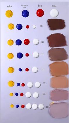 the different shades of paint are shown