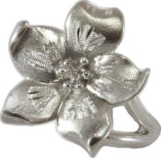 Formal White Gold Flower Ring, Silver Engraved Flower Ring Gift, Elegant Silver Flower Shaped Ring, Vintage Silver Flower Ring For Jewelry Making, Elegant Silver Diamond Flower Ring, Classic Silver Hallmarked Flower Ring, White Gold Flower Ring Stamped 925, Silver Flower Jewelry With Polished Finish, Formal Flower Shaped Polished Jewelry