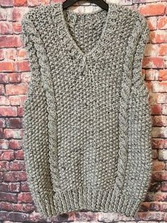 Cable Knit Handmade Wool Heavy Sweater Vest Size M 40" Chest  | eBay Cable Knit Vest Free Pattern, Cable Knit Pattern, Heavy Sweaters, Knit Pattern, Wool Sweater, Knit Patterns, Favorite Shirts, Sweater Vest, Wool Sweaters