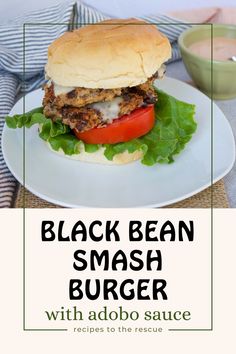 vegetarian black bean smash burger Black Bean Smash Burger, Adobo Peppers, Best Black Bean Burger, Vegan Patties, Black Bean Burger, Smash Burgers, Bean Burgers, Black Bean Burgers, Bean Burger