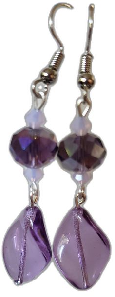 Sweet Bags, White Crystals, Skull Earrings, Purple Glass, Purple And White, White Crystal, Crystal Glass, Precious Metals, Beautiful Earrings