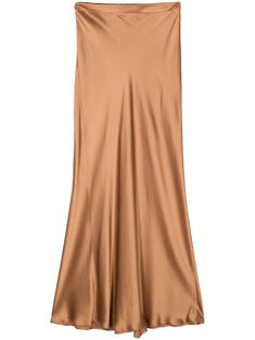 caramel brown satin weave rear elasticated waistband pleat detailing long length unlined peplum hem pull-on style Honey Color, Brown Satin, Caramel Brown, Peplum Hem, Satin Skirt, Long Length, A Line Skirts, Womens Bottoms, Caramel