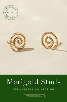 Inspired by the ongoing journey of life, our Marigold spiral stud earrings wrap and coil for an understated simplicity. Wear as a second stud to a bold earring, or alone for ultimate impact. Second Stud, Modern Pearl Jewelry, Simple Gold Earrings