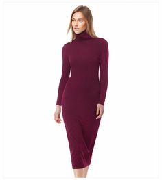 Long Sleeve Turtleneck Long Maxi Winter Dress High Neck Sweater Dress For Fall, Solid Turtleneck Mini Dress For Spring, Long Bodycon Dress For Winter, Spring Turtleneck Mini Dress, Spring Solid Color Turtleneck Mini Dress, Fitted Long Sleeve Solid Color Dress For Winter, Winter Long Sleeve Midi Dress For Night Out, Fall Midi Dress For Date Night, Winter Midi Long Sleeve Dress For Night Out