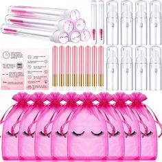 PRICES MAY VARY. Eyelash Aftercare Good Helper: you will receive 40 pieces eyelash makeup supplies, 8 pieces disposable mascara tube wands brushes, 8 pieces eyelash aftercare bags, 8 pieces empty foaming bottles, 8 pieces cleaning brushes and 8 pieces lash extension aftercare instructions cards, one set can comprehensively care for eyelashes; Suitable for travel and business trip, good for beginners to practice, makeup artist makeover or personal daily use Eyelash Aftercare Bags: the bag is abou Eyelash Aftercare, Lash Extensions Care, Lash Room Ideas, Eyelash Extensions Aftercare, Mary Kay Marketing, Lash Extension Supplies, Eyelash Technician, Eyelash Extension Supplies, Lash Room