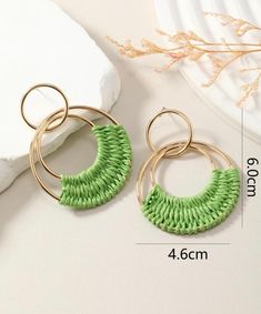 These beautiful Raffia Hoop Earrings just scream, bring on the sunshine! Enjoy summer and spruce up any outfit with these pretty earrings. Spring Small Hoop Earrings For Pierced Ears, Spring Small Hoop Earrings, Green Earrings For Spring, Trendy Green Earrings For Spring, Chic Green Jewelry For Spring, Chic Green Spring Jewelry, Handmade Hoop Earrings For Spring, Trendy Hoop Earrings For Beach, Green Casual Earrings For Spring